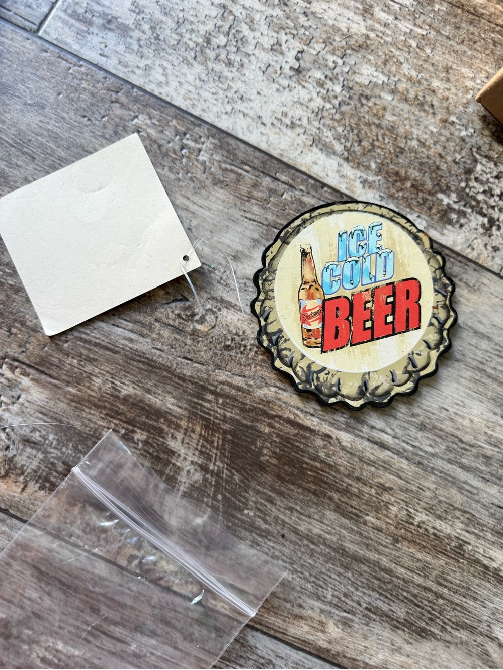 2 for $15 sale: Ice Cold Beer Bottle Cap Coaster magnet Vintage Decor